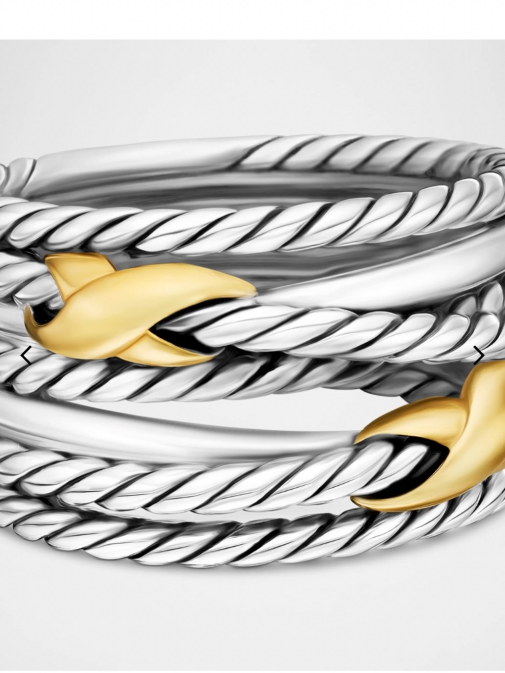 Double X Crossover Ring in Silver with 18K Gold, 13mm - Picture 2 of 4